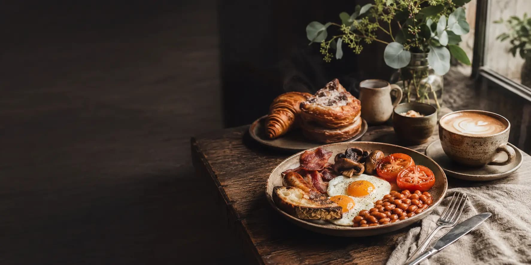 A generous Ju Ju’s Cafe breakfast with pastries and coffee